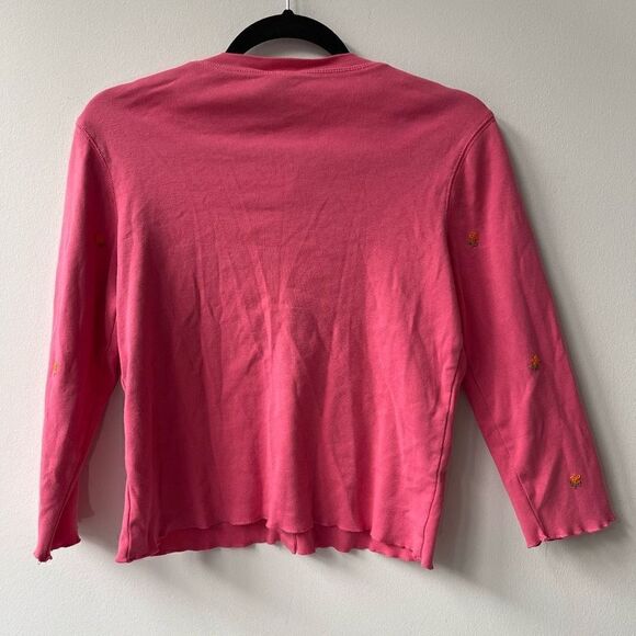 Rafaella Women's 100% Cotton Pink Tiny Flower Embroidered Cardigan Long Sleeve P - Picture 5 of 8